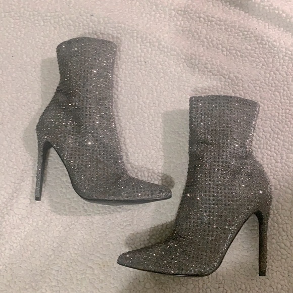 Steve Madden Wifey Pewter Rhinestone Stiletto Boot - Picture 2 of 14